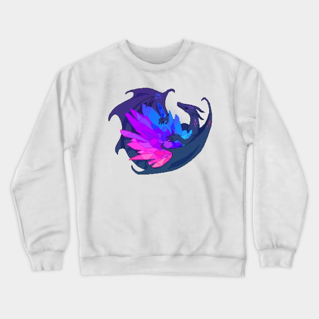 Bisexual Pride Flag Crystal Dragon Crewneck Sweatshirt by Oceanic Scribbles